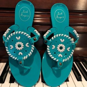 Turquoise Jack Rogers Jelly Flip Flops